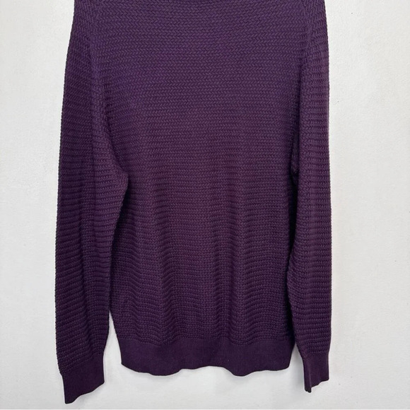 Ben  Sherman Mens Large Crew Neck Textured Cotton Purple Pullover - Picture 3 of 14